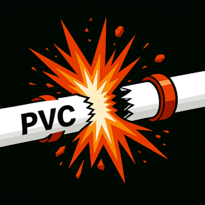 PVC VS Aluminum for Compressed Air Systems 1 PVC pipe exploding with fiery burst and flying fragments—visual warning of pressure failure risks.