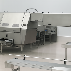 Compressed Air - The Hidden Backbone Of Industry 2 Stainless steel food processing machine in a clean industrial facility, featuring smooth surfaces, ventilation panels, and connected conveyor systems